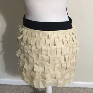 J crew sz 0 cream skirt silk fabric strips mini